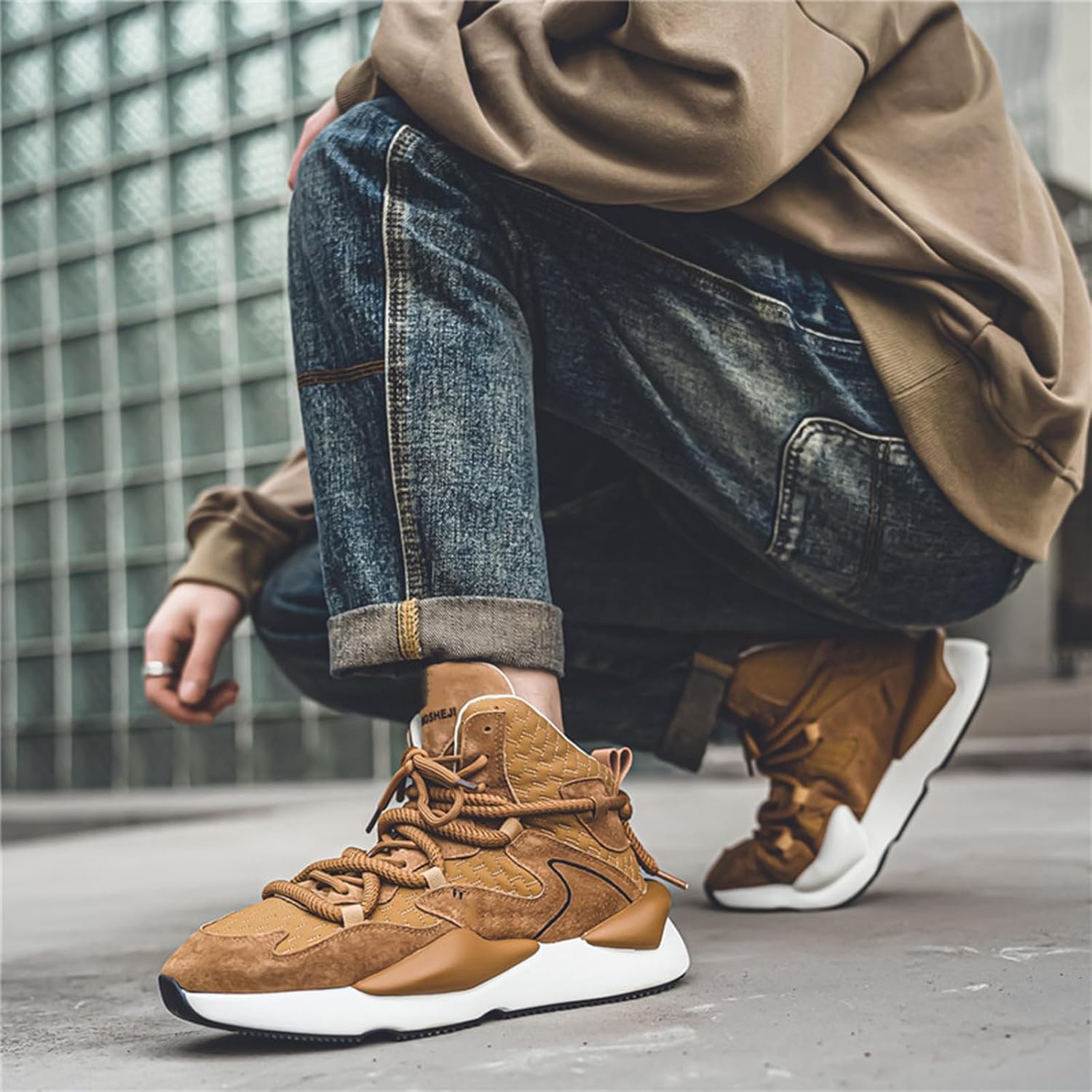 GSIGUL Mens Running Shoes Tennis Walking Shoes Chunky High top Mens Sneakers Athletic Casual Shoes for Men