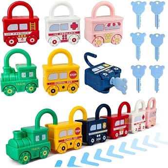 Car Toy with Lock Key Montessori Toy for Children Train Assembly Games Baby Educational Games Gift Boy Girl Christmas Motor Skills Toy from 3 4 5 Years