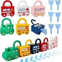 Car Toy Child with Lock Key, Montessori Educational Games, Baby Motor Skills Path, Sensory Toy, Matching Game Gift for Boys Girls 2 3 4 Years Old