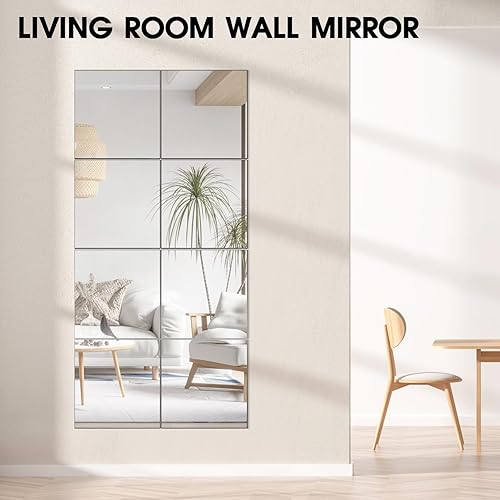 Miniatura 4 de VASUHOME Azulejos de espejo de pared de vidrio de longitud completa, 12 x 10 pulgadas, 4 piezas Espejos de gimnasio HD para gimnasio en casa, espejo