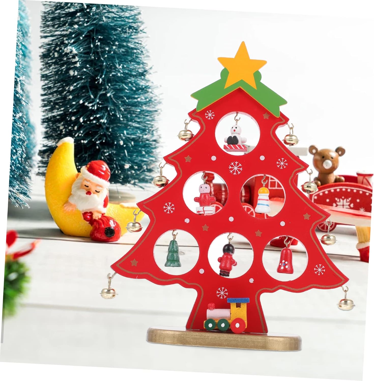 YYZKYTO 1pc Ornaments Wood Decor Dining Table Decor Artificial Table Decorated Christmas Table Centerpieces Xmas Decor Commemoration Day