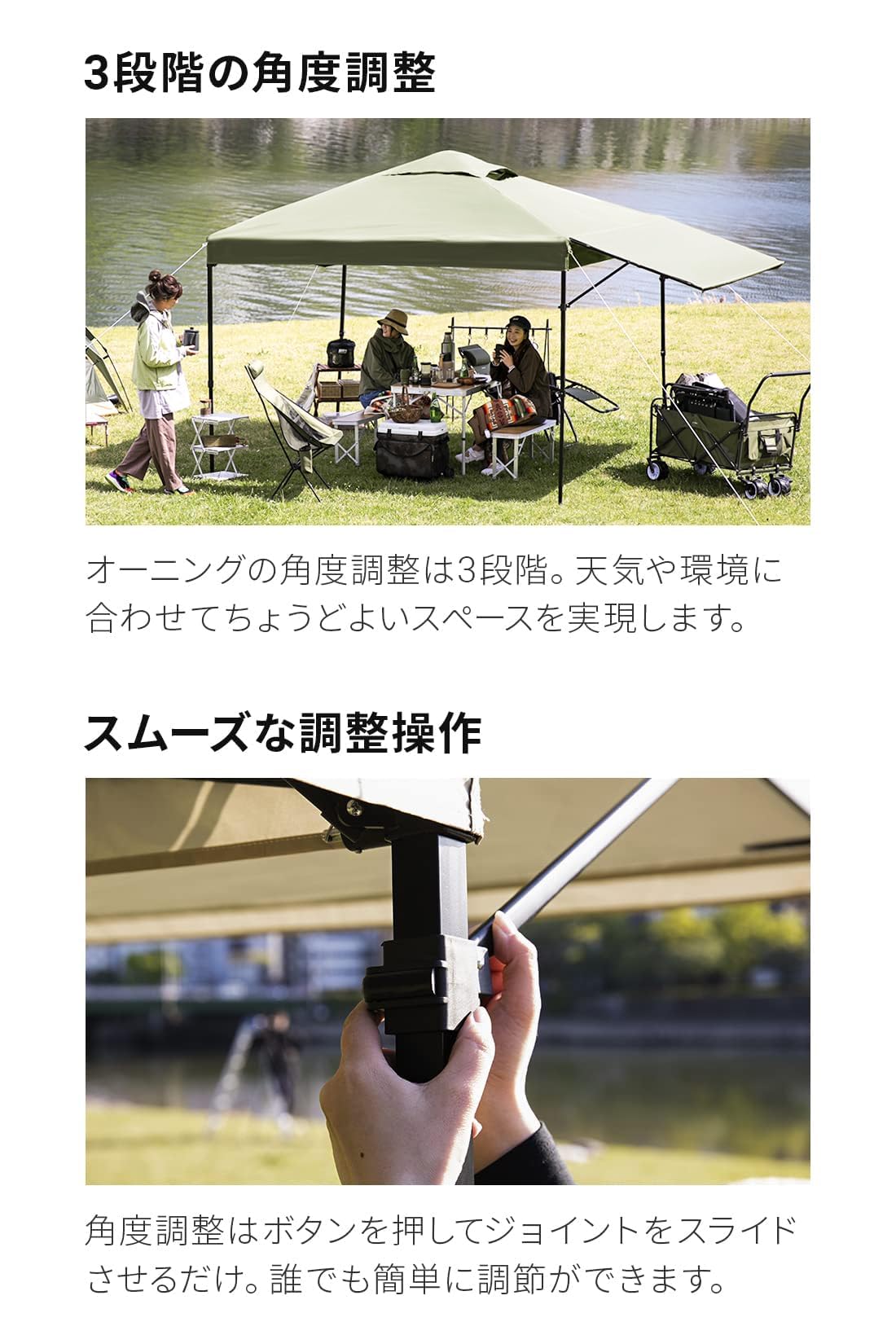 Amazon | モダンデコ タープテント 3m×3m オーニング付き 防水