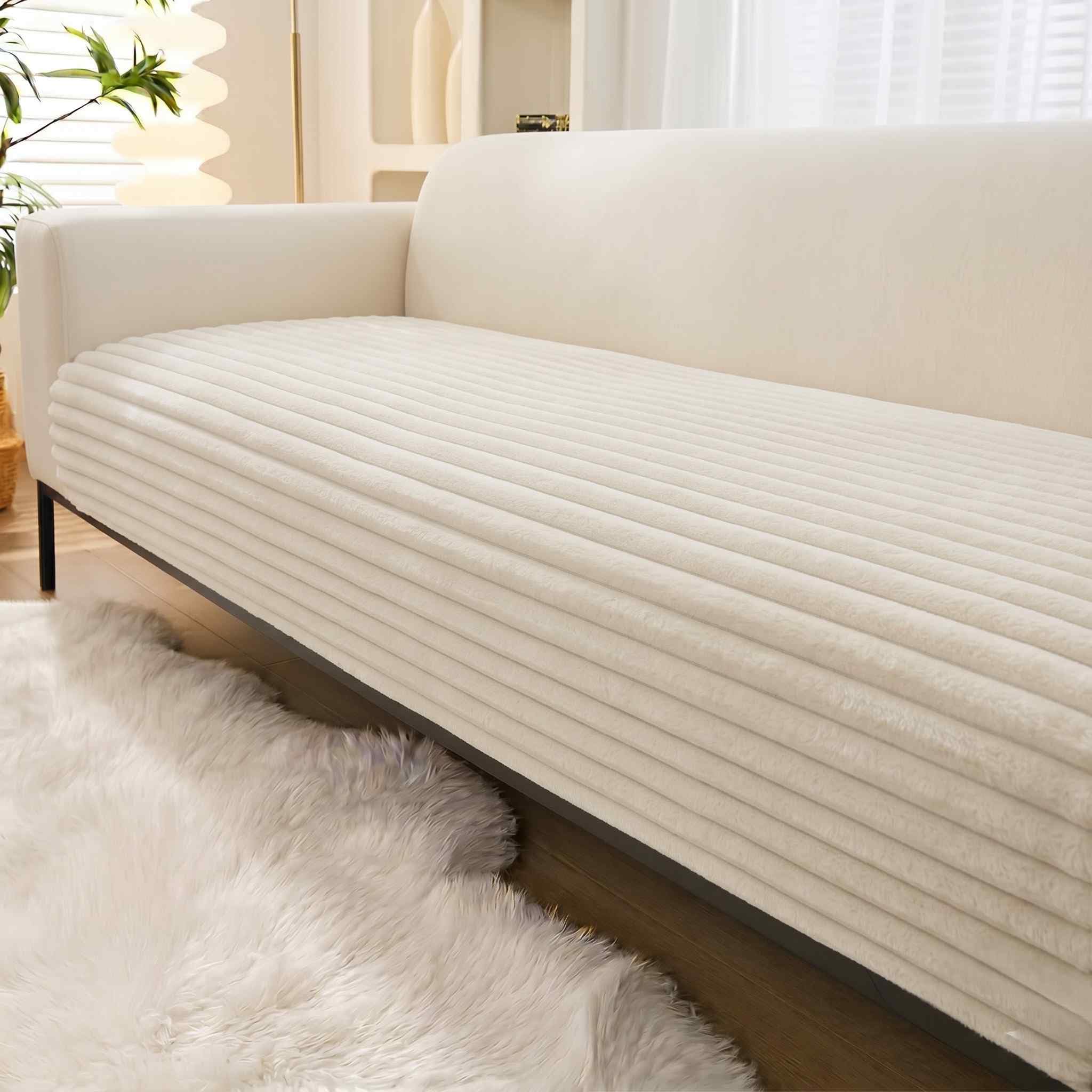 Styleys Plush Haven Premium Sofa Mat for 1/2/3 Seater & L Shape Sofa – Non-Slip, Washable, Soft Velvet Protector – Stylish Quilted Couch Cover for Living Room & Pets - 70X120cm, Beige, CTTMSFD-3C-image-29