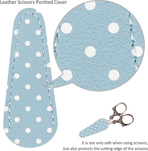 Miniatura 4 de BIHRTC Tijeras pequeñas para manualidades de 4.5 pulgadas, con cubierta de cuero, multiusos, vintage, punta de acero inoxidable, herramienta de