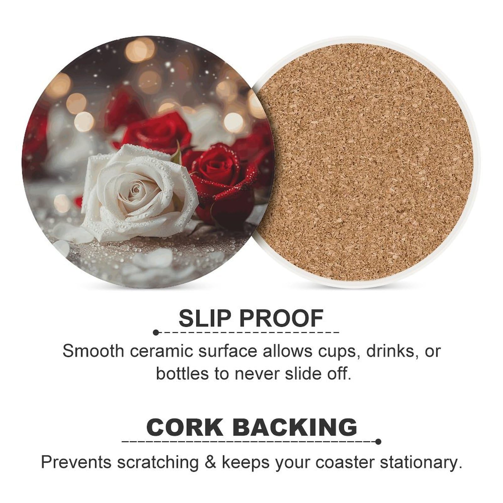 Sottobicchieri in ceramica con supporto per tavolino da caffè, con base in sughero, sottobicchieri in ceramica per bevande fredde o calde, 10 cm