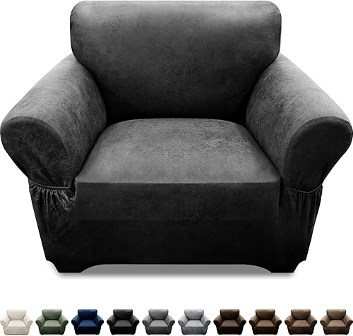 Miniatura 74 de Fundas para sillón con cojines en forma de T de 2 piezas, apariencia de cuero, funda para sofá, funda para silla, protector elástico para muebles,