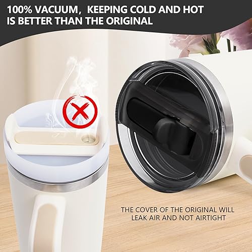 Miniatura 4 de Vaso de repuesto a prueba de fugas con popote, apto para Stanley ProTour Quencher y Quencher H2.0 vaso de 20 onzas, 30 onzas (2 negro, 20 onzas y 30