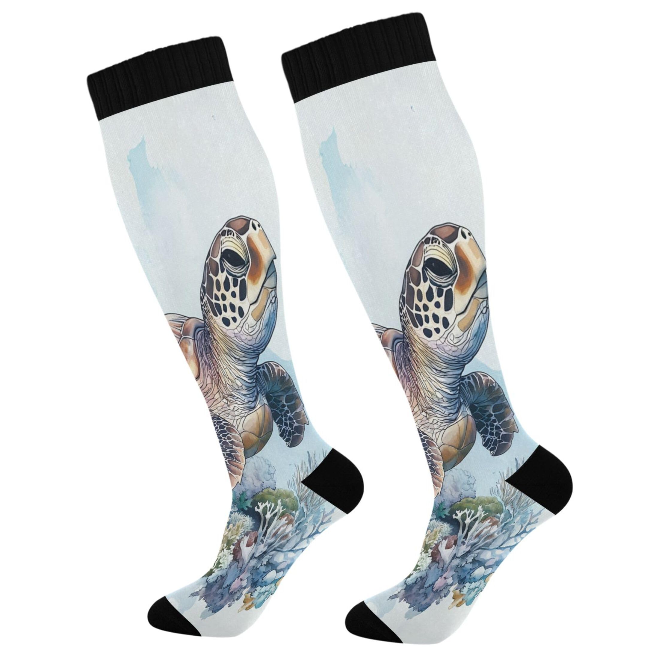 Burbuja Sea Water Swimming Compression Socks for Women Men (20-30mmHg), Knee High Socks Circulation Support for Sport Running Hiking Nurse, 1 Pair