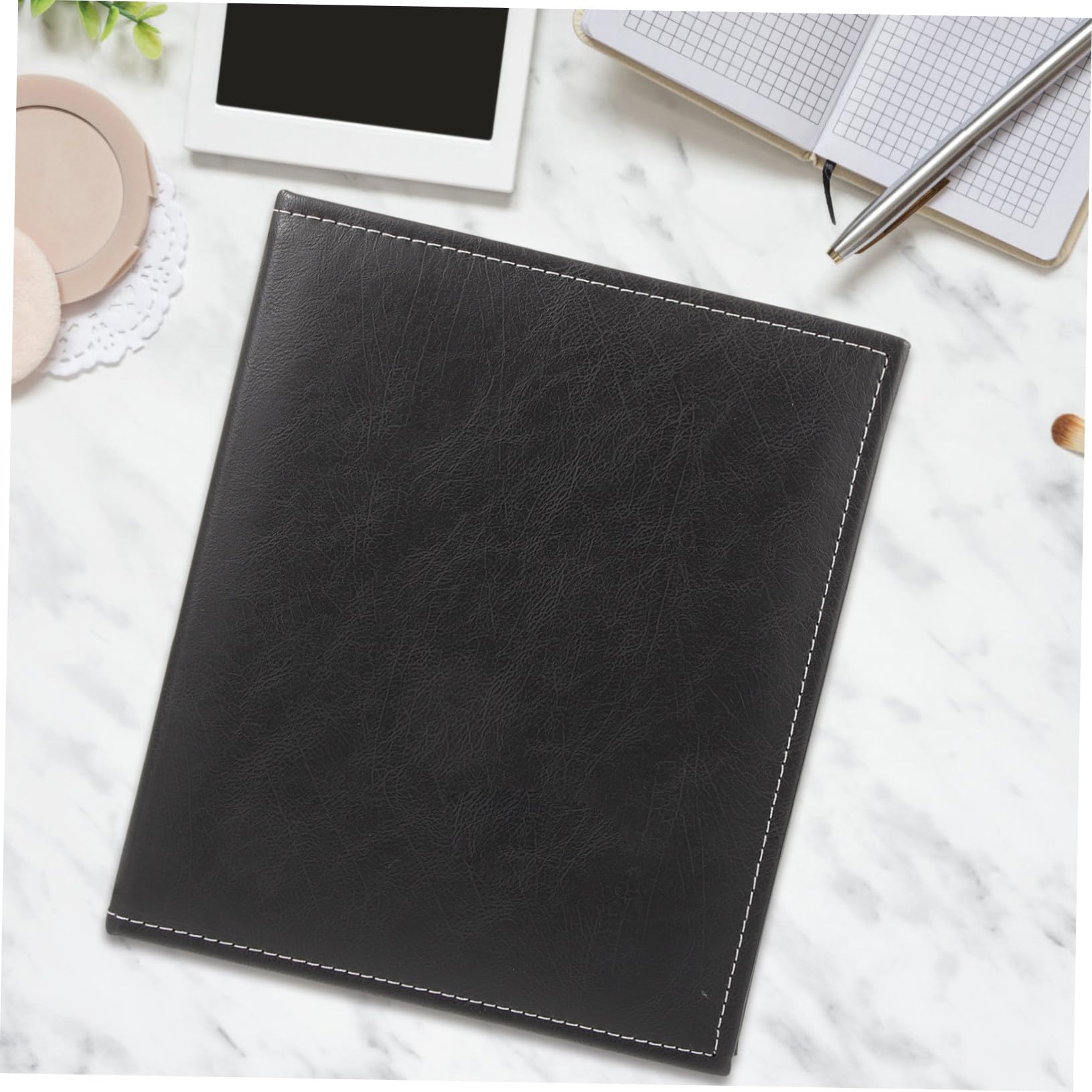 Álbum de Fotos de Cuero Negro, Inserto, para Boda y Cumpleaños, Apertura Fácil, Estilo Libro, Plástico Resistente, Álbum de Recortes para Recuerdos
