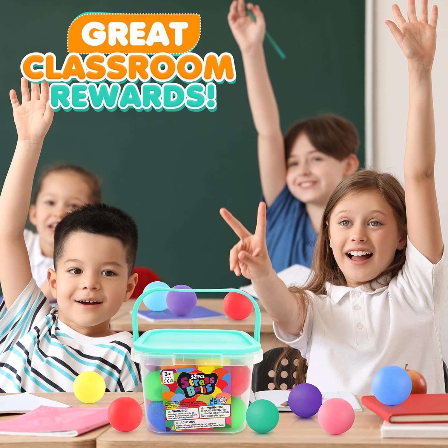Squishy Stress Balls for Kids - 32 Pack Slow Rising Stretchy Stress Balls for Kids, Fidget Stress Toys for Autism & ADD/ADHD, Pull Stretch Fidgets for Classroom Prize Box Toys, Classroom Must Haves
