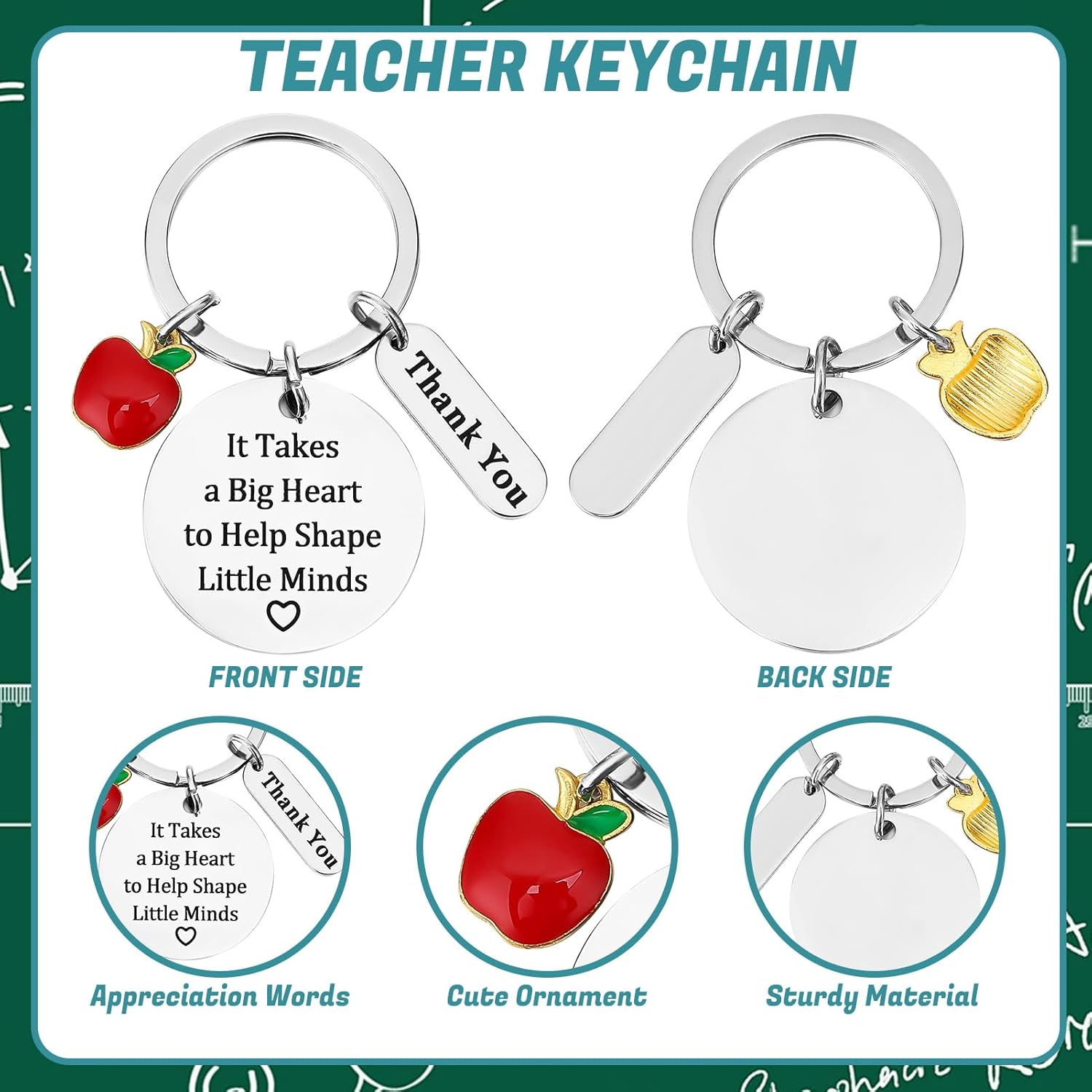 30 Pcs Teacher Appreciation Gifts Bulk Teacher Valentine Gifts Makeup Cosmetic Bags Bookmarks Teachers Keychain Pens Thank You Card for Graduation Teacher’s Day End of Year - Image 4