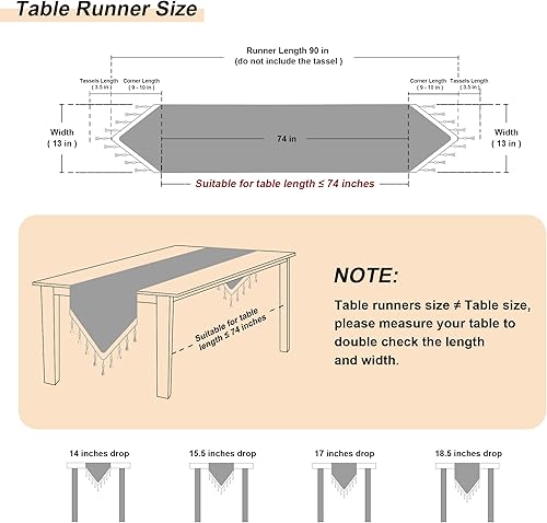Miniatura 2 de Loom and Mill Camino de mesa floral jacquard de 13 x 90 pulgadas, elegante camino de mesa de comedor de estilo europeo con borlas, ideal para el