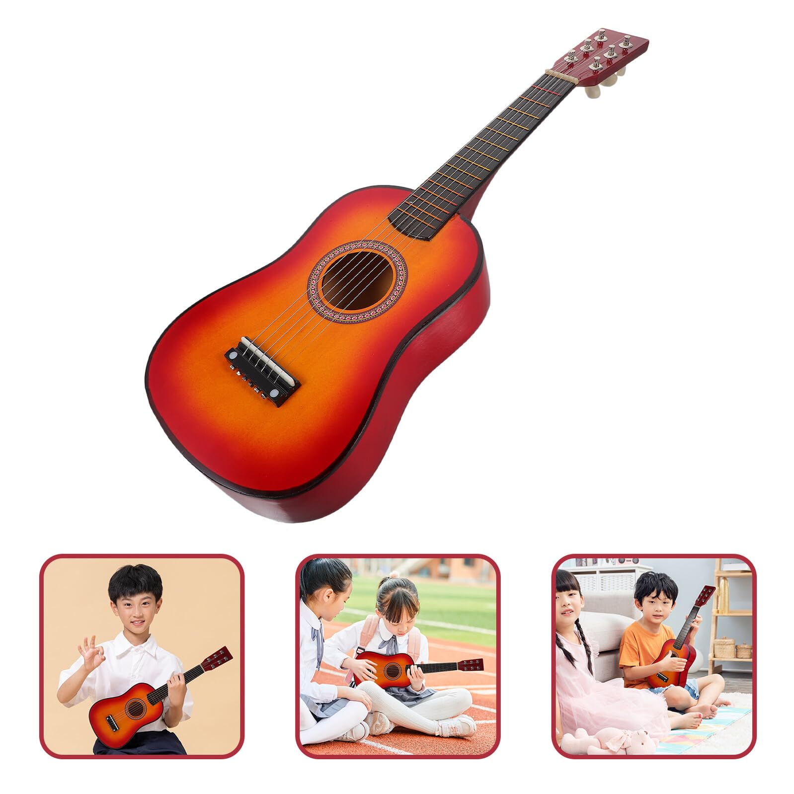 Folk Guitar Toy 21 Pollici in Legno per Principianti | Back To School Party, Chitarra Piccola per Ragazzo Ragazza, Giocattolo per Esercitarsi la Portatile Stile Casuale