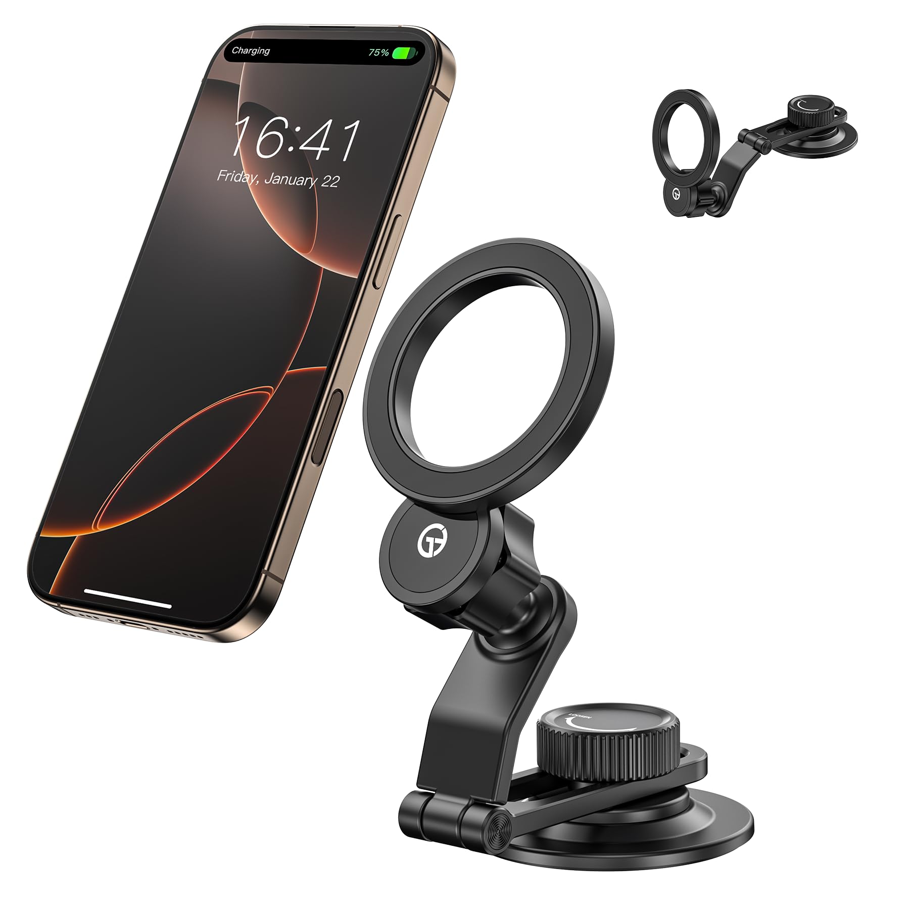 GuMosh para Soporte Movil Coche para Tablero, Pantalla Tesla, 【Brazo de Aleación de Aluminio Plegable】 Soporte Magnetico Movil Coche, Soporte para Automóvil para i-Phone 16 15 14 13 12 Series