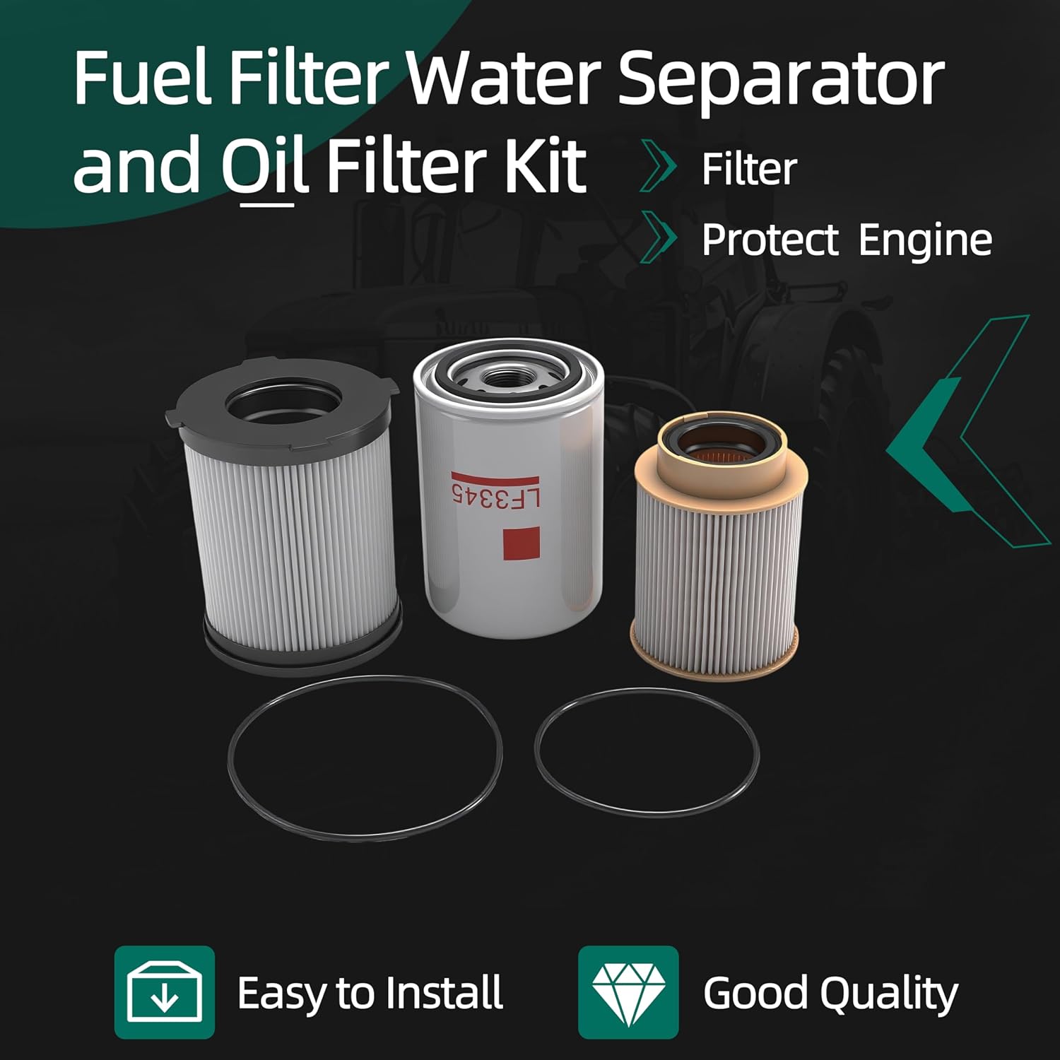 Fuel Filter Water Separator and Oil Filter Kit Fit for Nissan Titan XD 2016 2017 2018 2019 5.0L V8 Cummins Diesel Engine,OE Replace 16403-EZ41A,16403-EZ40A,FF63017NN,FS53029NN,LFP3900