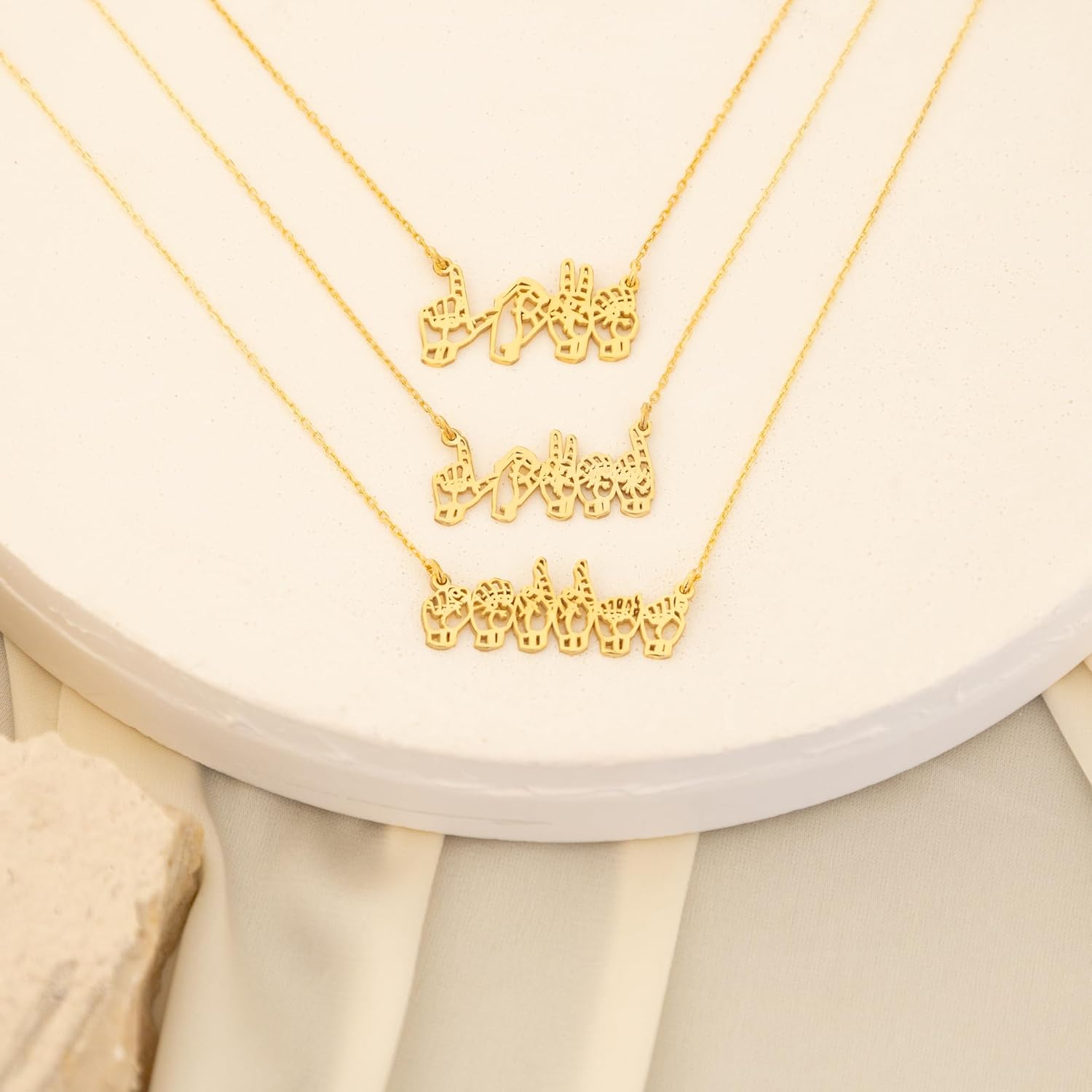 DKMN GM ASL Name Necklace | Sign Language Name Necklace | Personalized Asl | Bsl Necklace