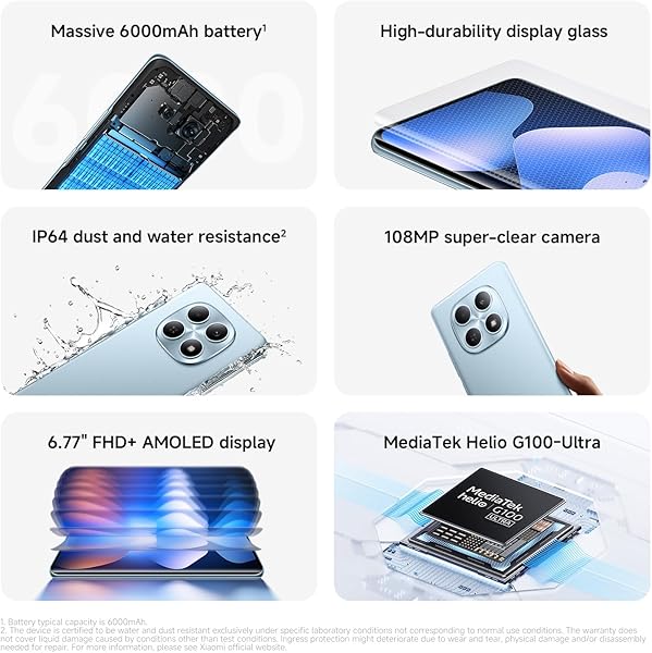 XIAOMI Redmi Note 15, Smartphone 8+256 GB, Massive 6000mAh Battery, Water Resistance, 108MP Super-clear Camera, 6.77" FHD+ Display, Black, Warranty 2 years, Charger Not Included - 3