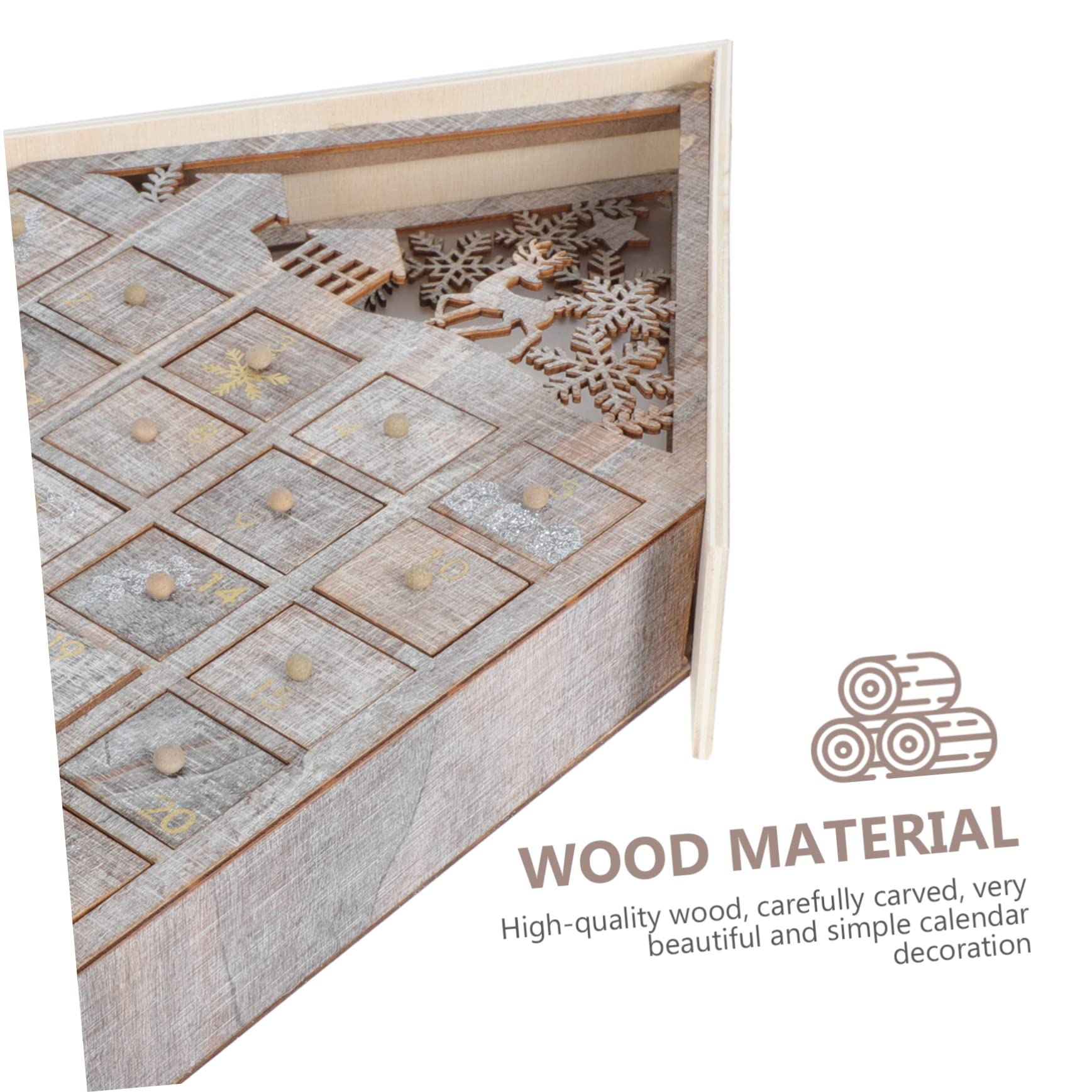 PRETYZOOM Holz Adventskalender für Junge Mädchen mit Weihnachtsgeschenkhalter aus Hochwertigem Material Weihnachtsdekoration für Schreibtisch und Wohnzimmer