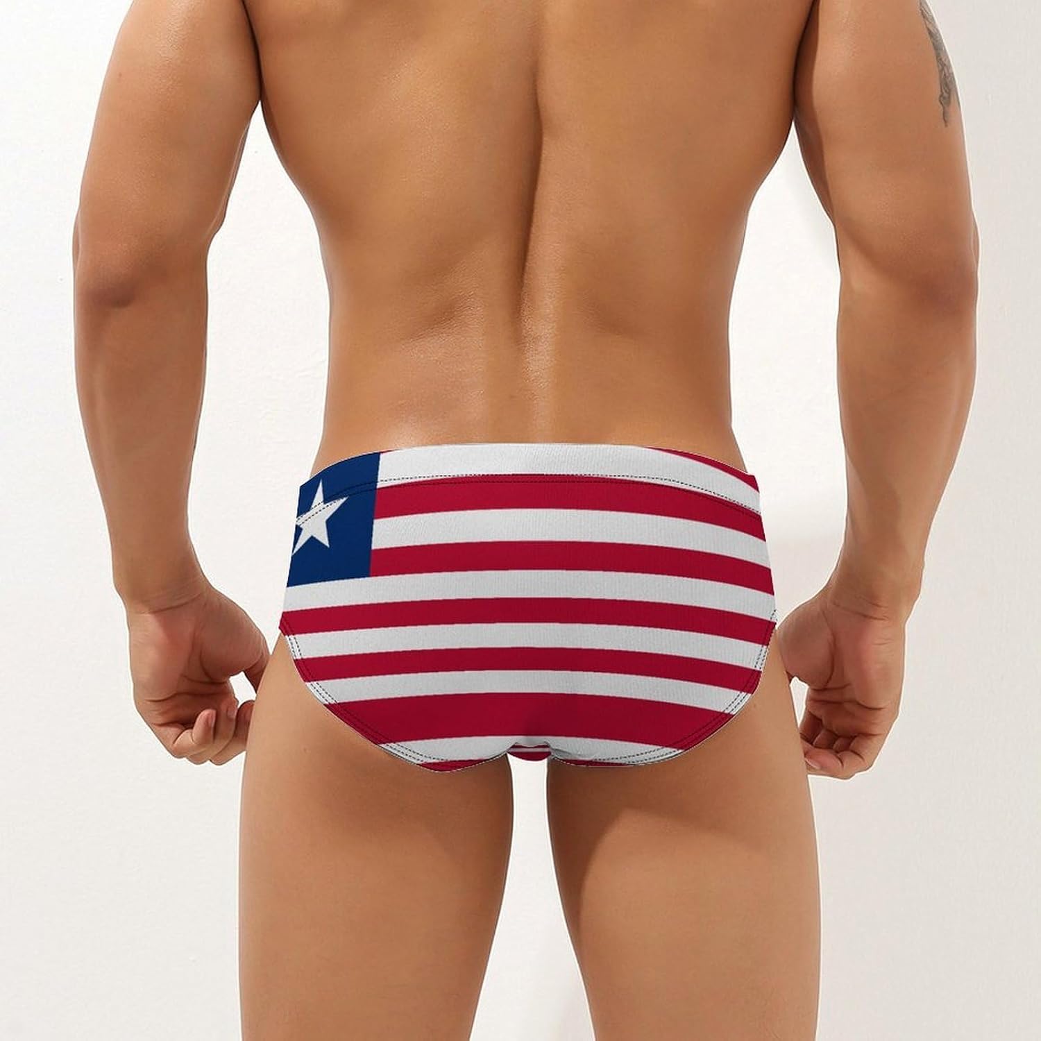Flag of Liberia Men's Swimwear Bikini Swimming Briefs Stretchy Swimsuits Board Surf Shorts Trunks