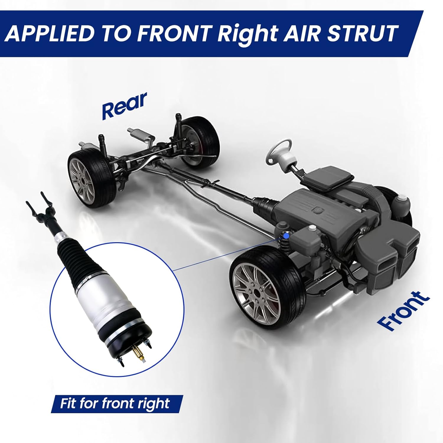 Front Right Air Strut Suspension Replacement for 11-15 Jeep Grand Cherokee SRT SRT8 Limited Overland Summit 11-16 Cherokee WK2 OEM 68059904AD, 68059904AB