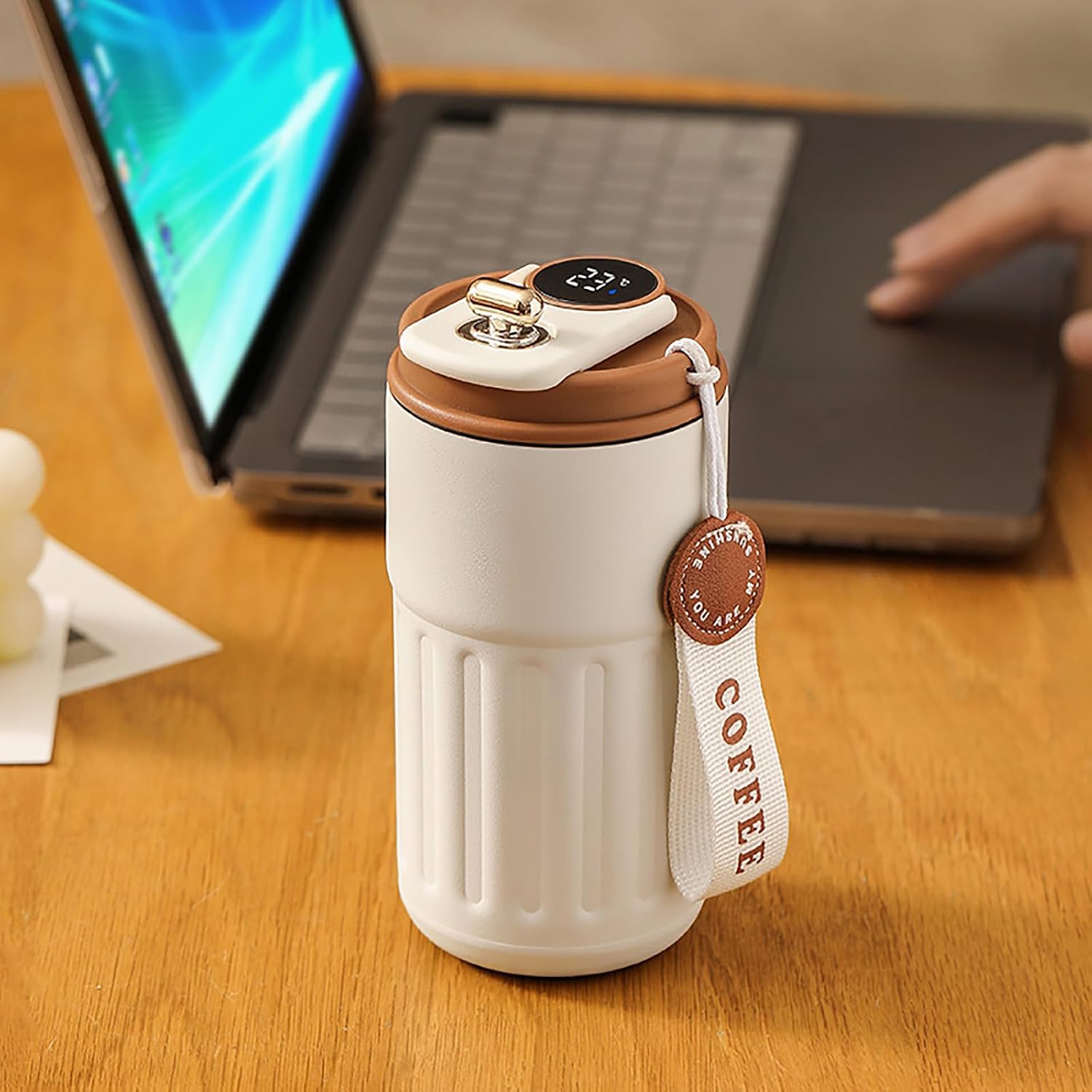 450ml Intelligent Temperature Display Thermal Mug Stainless Steel Vacuum Leak-Proof Mug with Lid Car Mug for Teas Beer