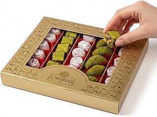 Çarşıbaşı Handmade Turkish Delight Gift Box – Rose, Pistachio & Chocolate Lokum, 1.32 lb (600g), Premium Gourmet Turkish Candy