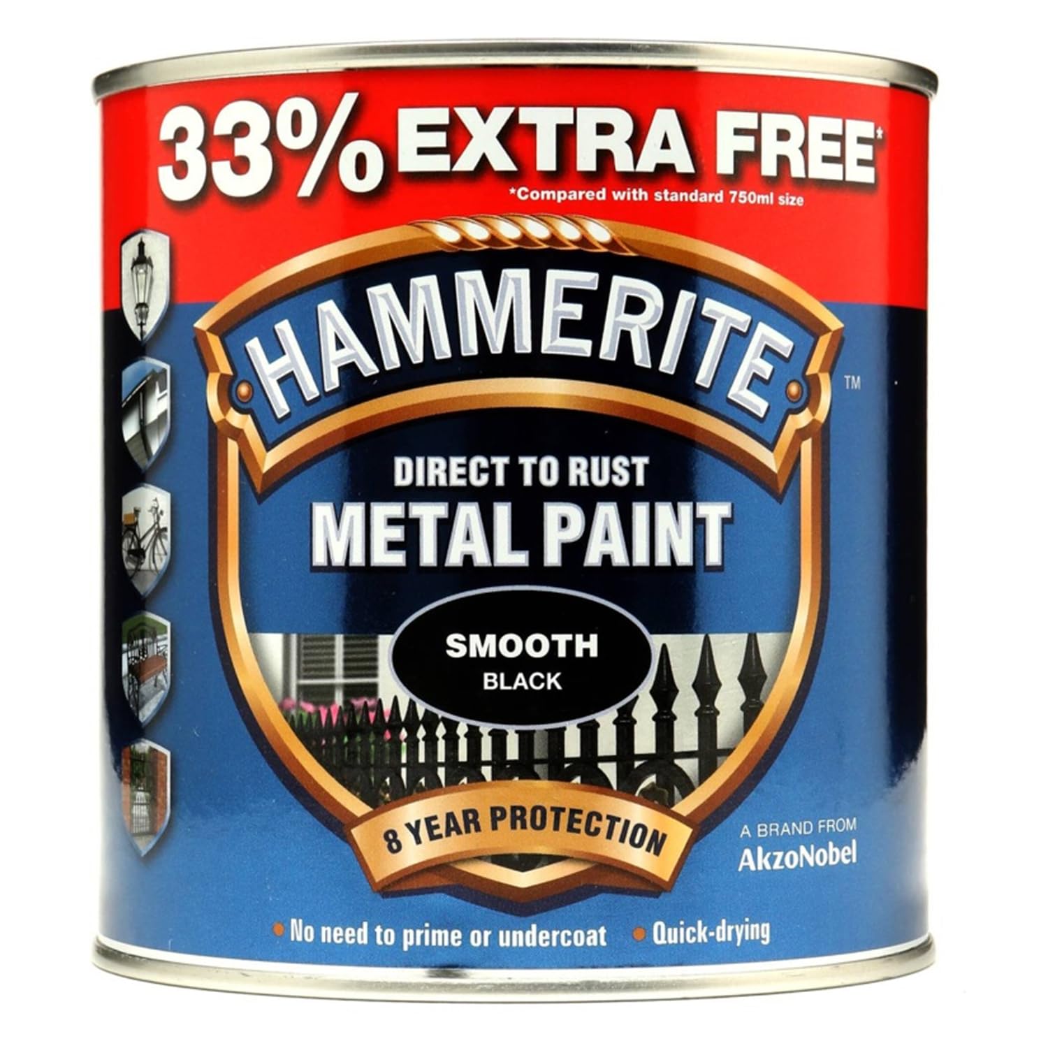 Direct to Rust Metal Paint Smooth Finish – Black, 1L (Pack of 1) | Anti-Rust Protection | Quick-Drying, Long-Lasting Metal Paint for Indoor & Outdoor Use