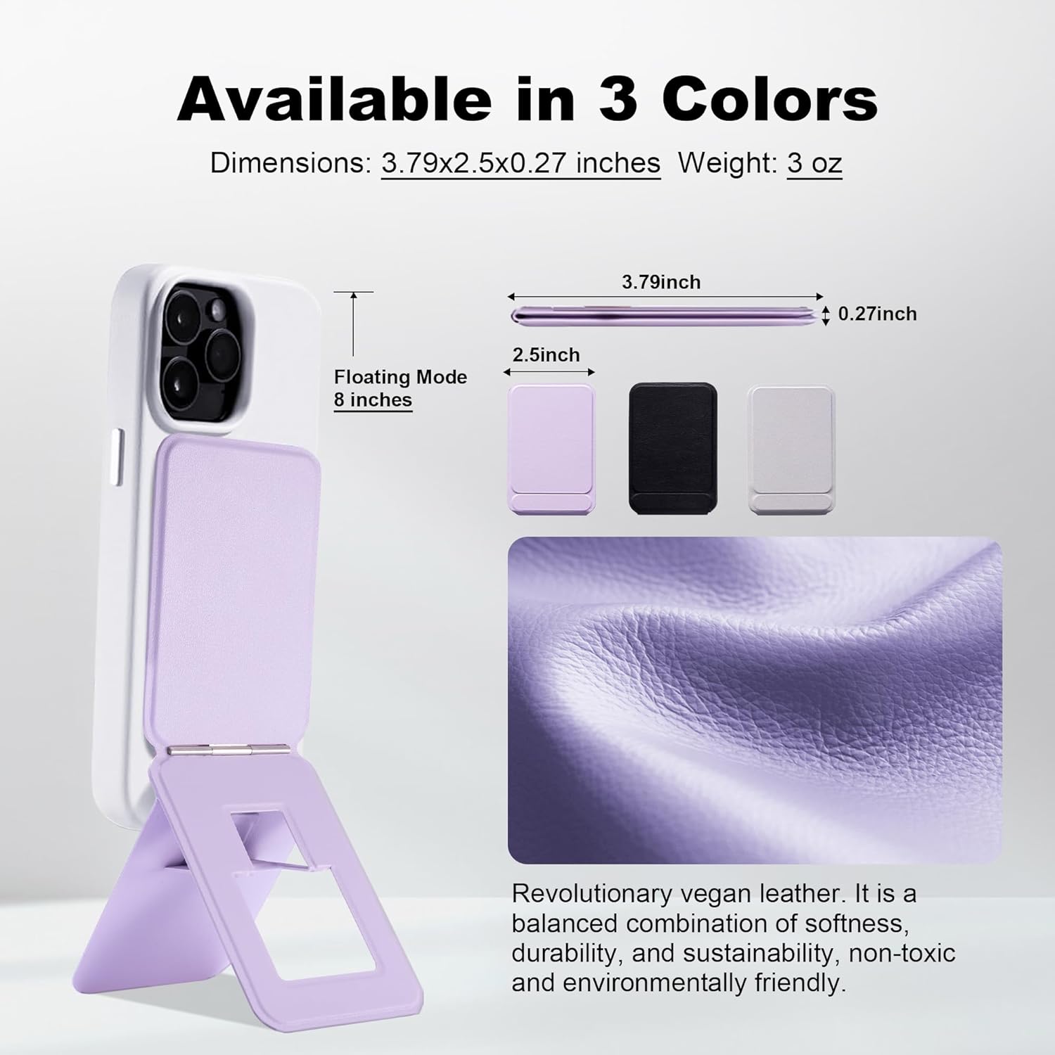 Phone Tripod Stand Compatible with iPhone 15/14/13/12 Series, Angle Adjustment & Strong Magnets Invisible Selfie Stick Tripod (Purple)
