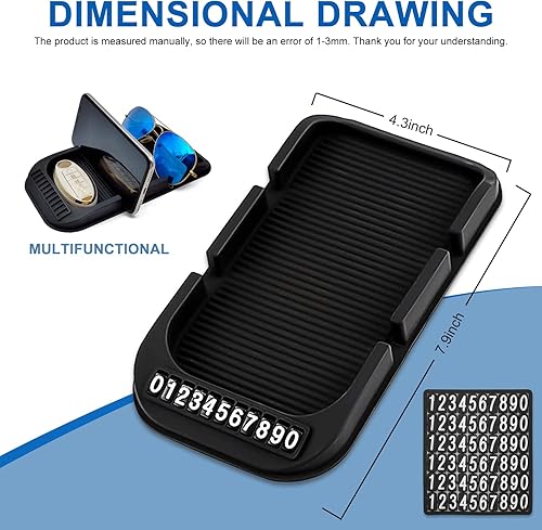 Miniatura 2 de Soporte antideslizante para teléfono para automóvil, alfombrilla de silicona para varios tableros, almohadilla de doble ranura con bandeja de