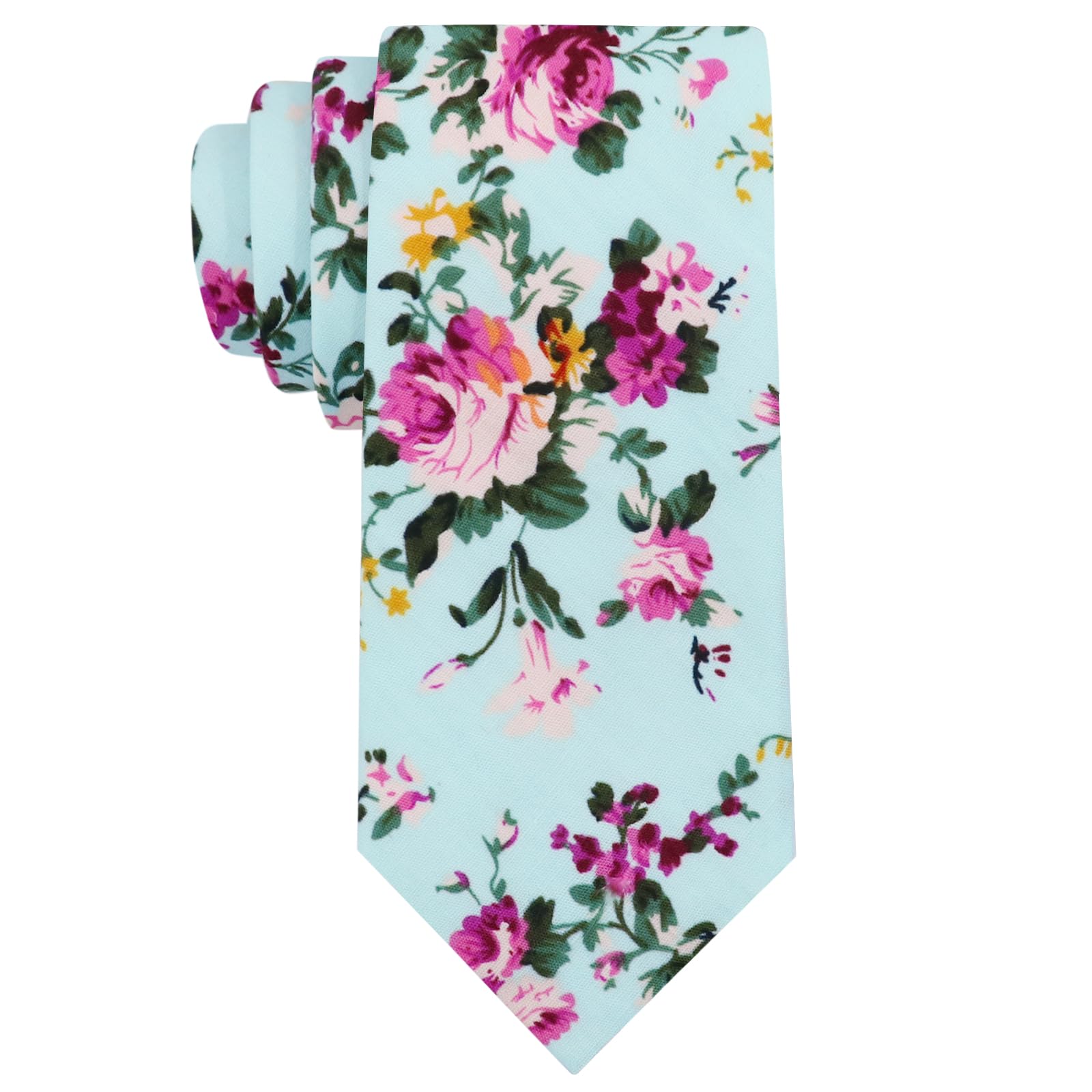 Mantieqingway Floral Ties for Men Skinny Cotton Tie Flower Necktie