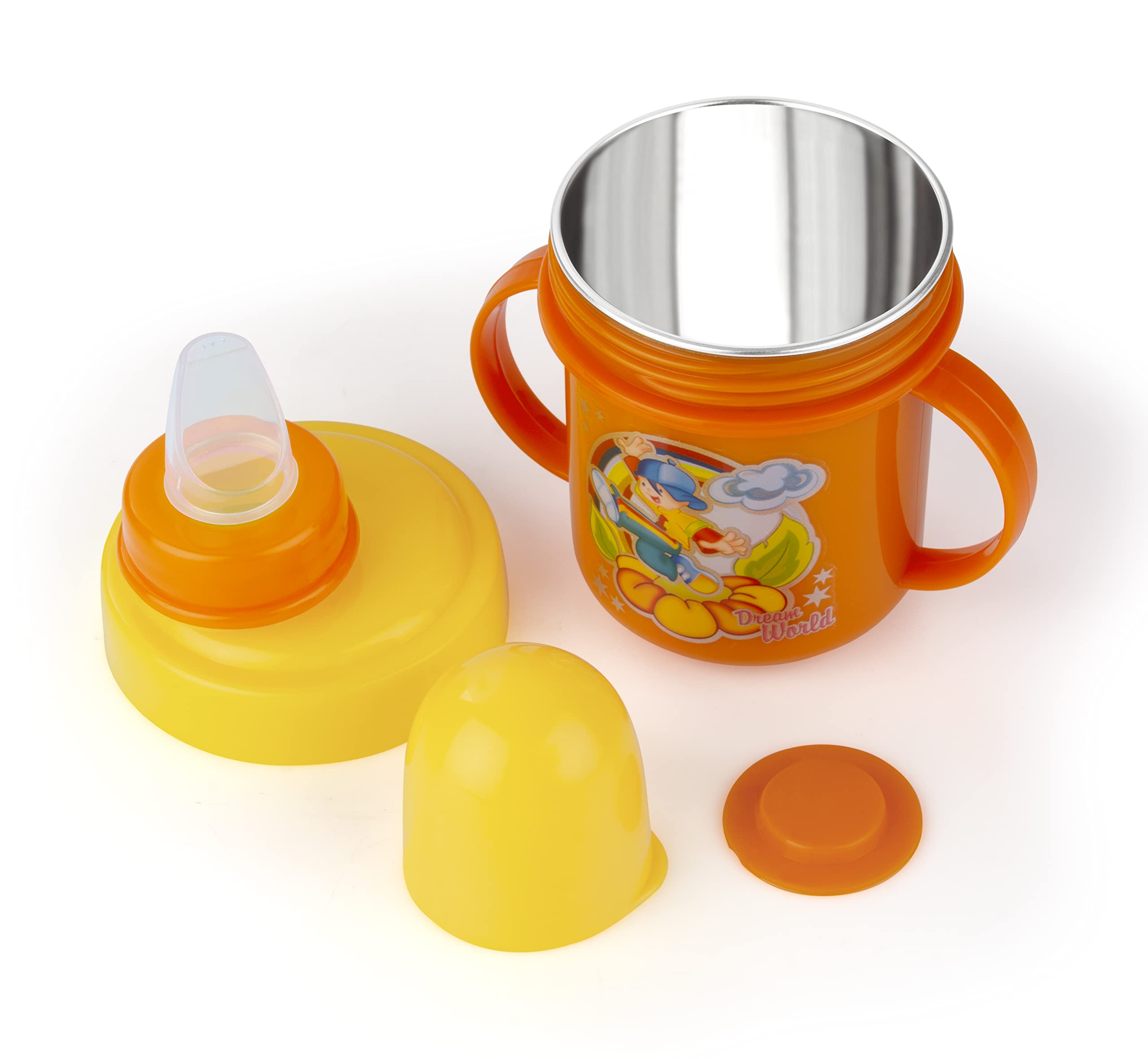 Zerya Hippo Stainless Steel Baby Spout Sipper Cup for Kids/Toddler with Soft Silicone 250 ML (Orange)-image-24