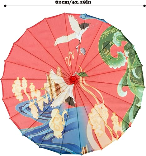 Miniatura 7 de Sombrilla de papel aceitado, paraguas japonés de 32 pulgadas, paraguas de papel aceitado, arte clásico, paraguas chino para mujer, sombrilla de