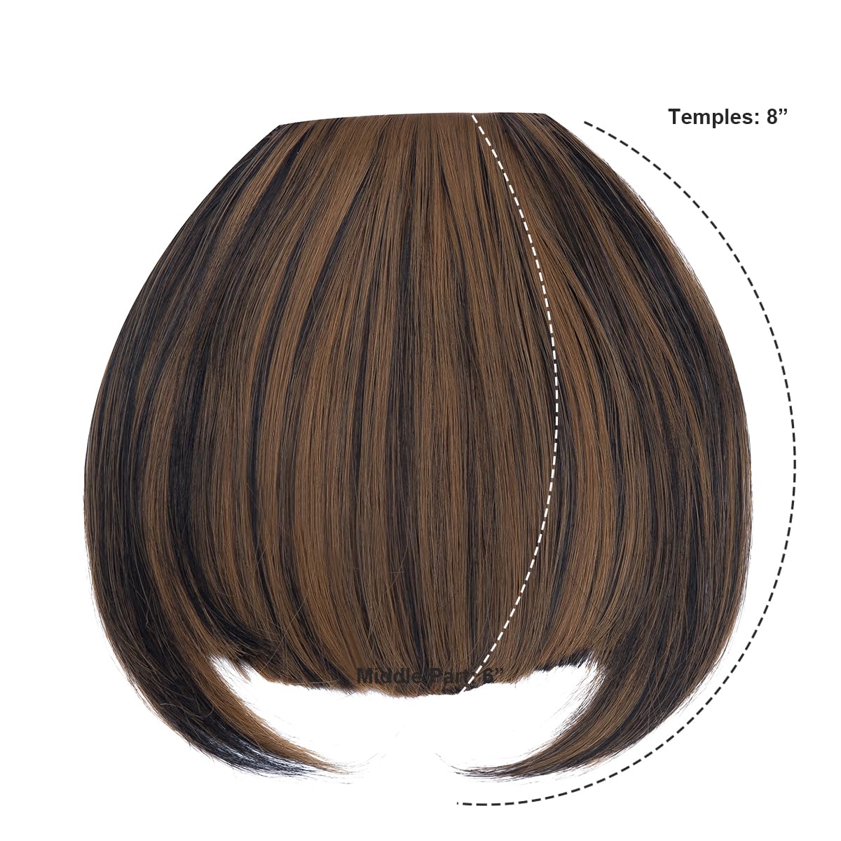 BUYOGET Clip in Fringe Hair Extension Natural Brown Mix Black Straight Fake fringe Clip on Bangs Hair Clip for Women - Image 2