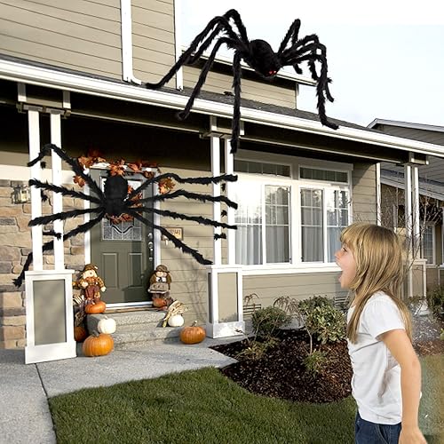 Miniatura 6 de Aitey Araña gigante de 8.5 pies, decoración de Halloween al aire libre, araña falsa aterradora para patio, casa, suministros de fiesta, decoración