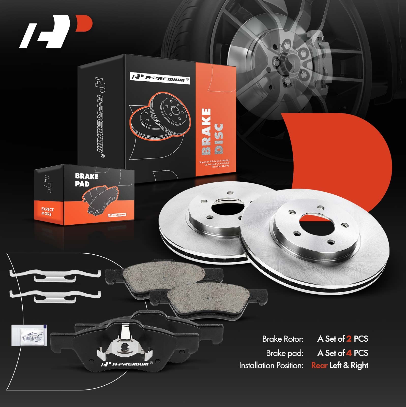 APremium 11.92 inch (302.8mm) Front Vented Disc Brake Rotors + Ceramic