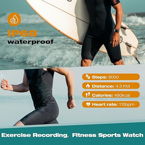 Miniatura 3 de Reloj inteligente de 1.8 pulgadas con Alexa para teléfono Android iOS, monitor de frecuencia cardíaca, oxígeno en sangre y sueño y contador de