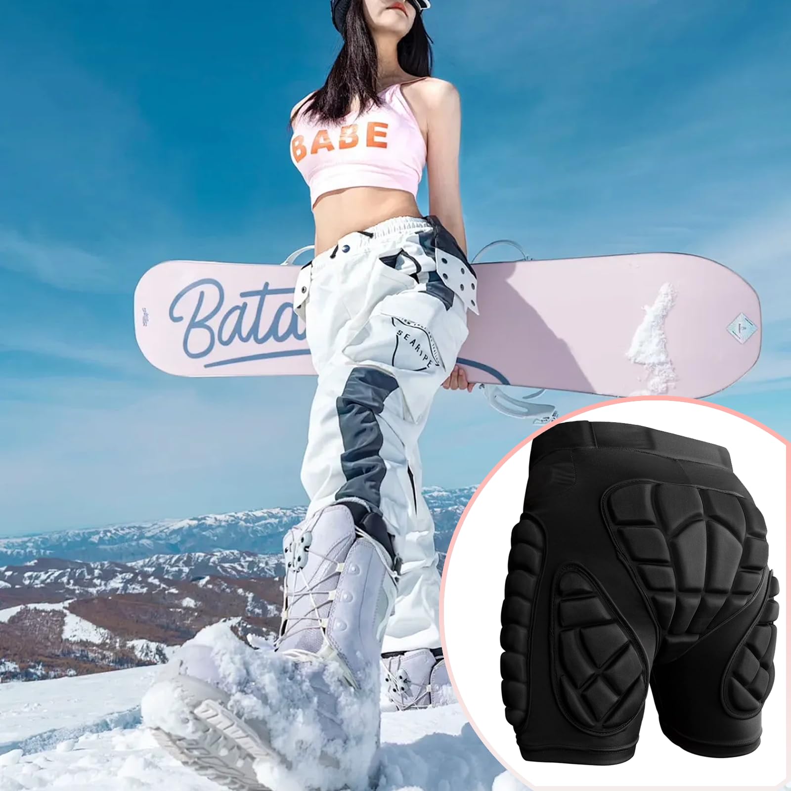 Protezione 3D Hip Butt EVA Imbottito Pantaloni Corti Protezione Gear Guard Impact Pad Sci Pattinaggio su ghiaccio Snowboard Nero