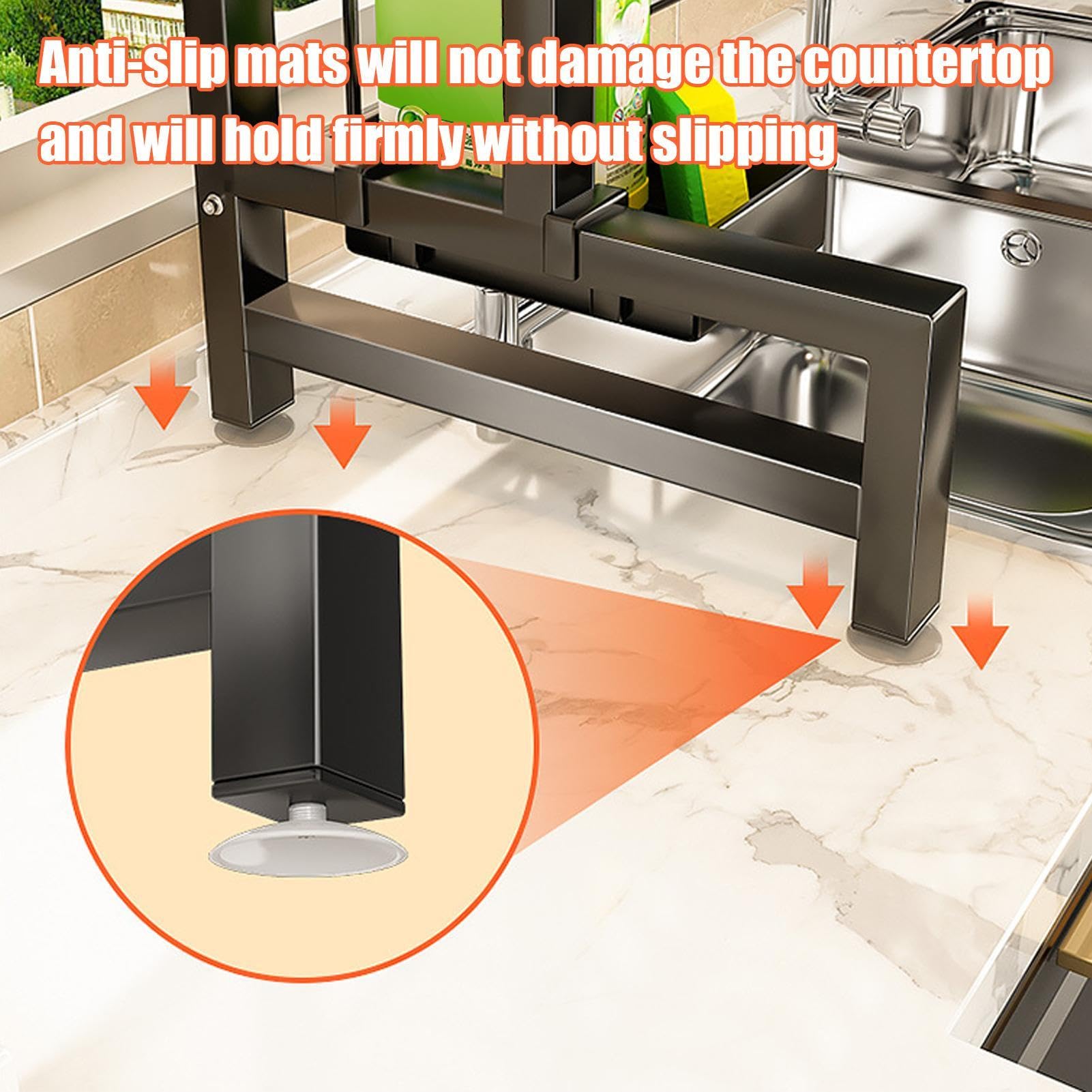 Escurridor de platos para encimera de cocina, escurridor de platos en | fregadero,Escurridor de platos retráctil de 2 niveles | Estante de fregadero de cocina de acero inoxidable, soporte de