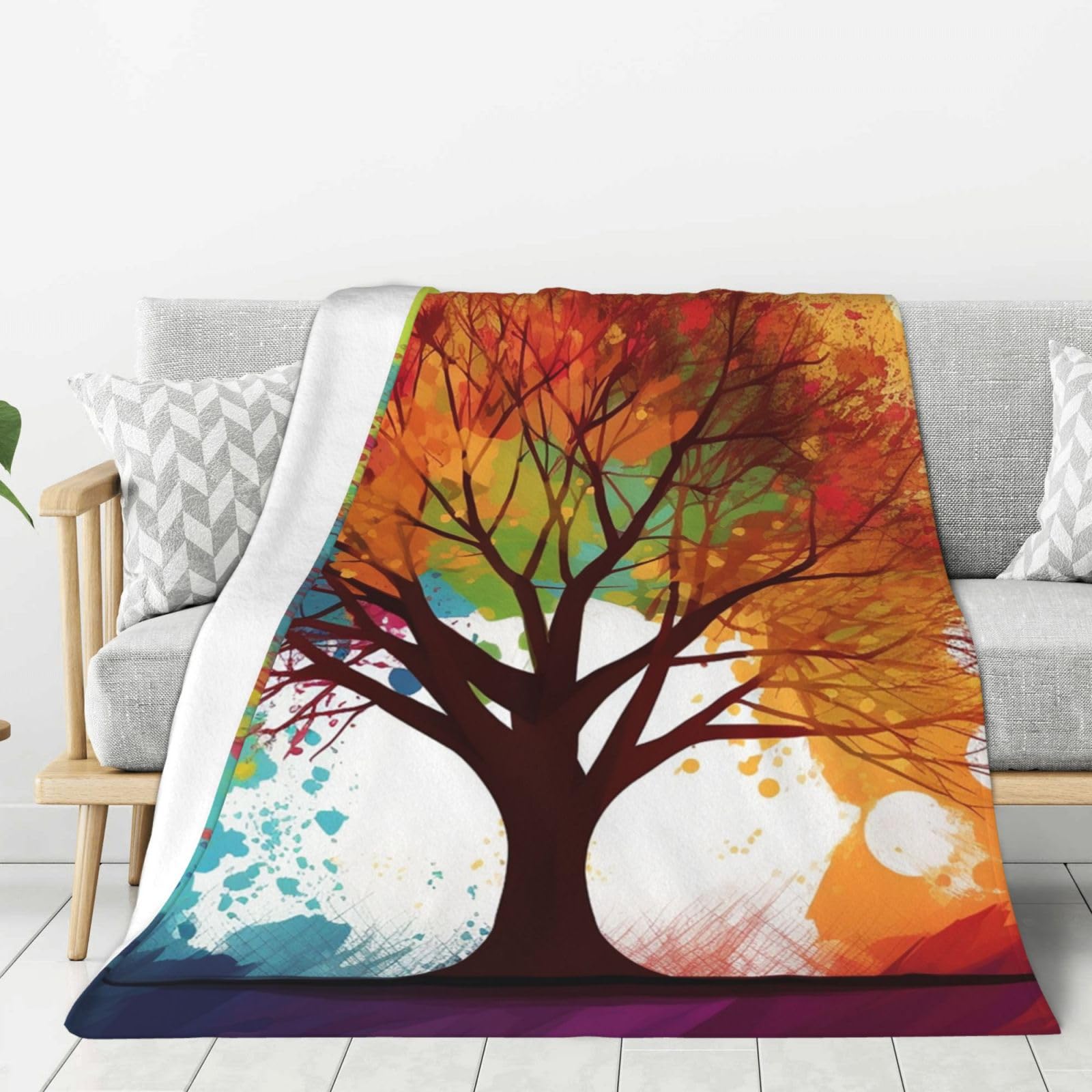 Couverture polaire en flanelle colorée pour lit et canapé de 127x101 cm