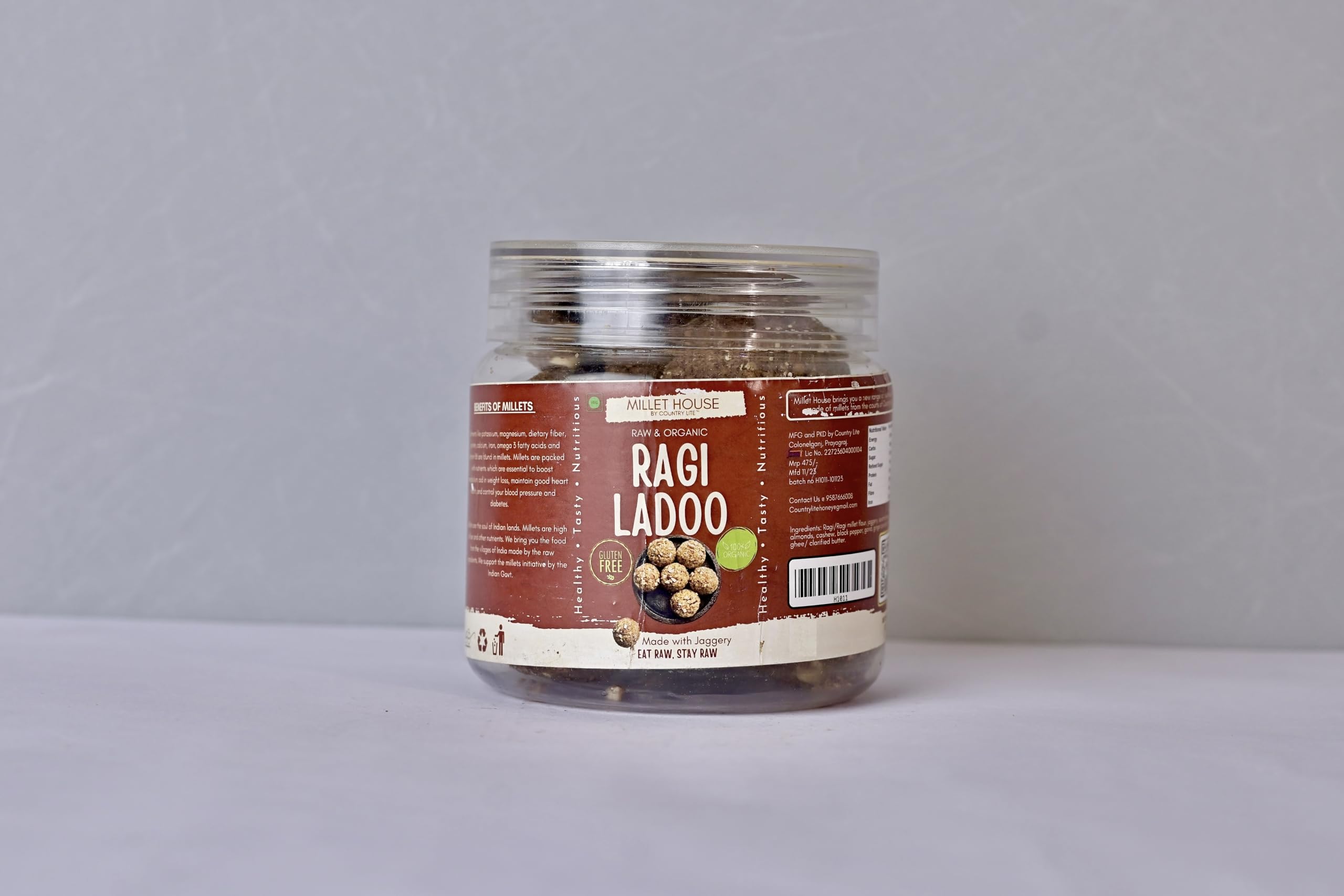 Country Lite Ragi Ladoo Jar 300 Gram | Ready to Eat | Made with Jaggery | No Additional Flavors or Colors, No Preservatives