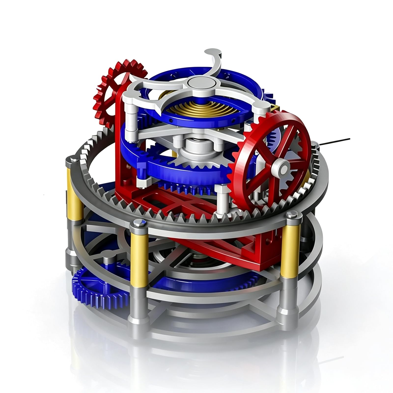 DOJBK Three Axis Tourbillon Model, 3d Printed Pet Mechanical Escapement Movement With Hand-wound Motion, Visible Gears And Pre-assembled Pet Structure For Stem Education And Desk Decor