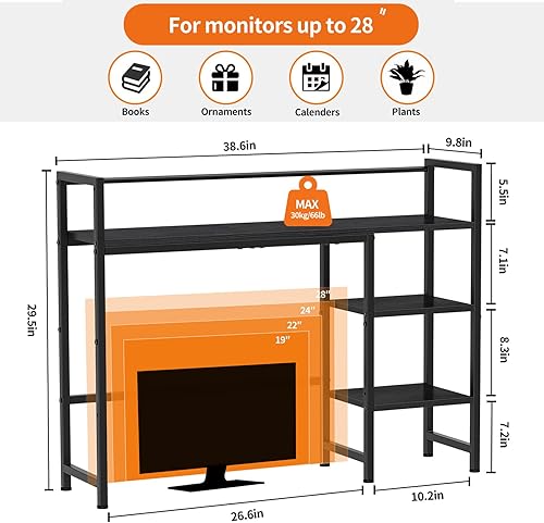 Miniatura 3 de Snughome Estante de Escritorio, Gabinete de Escritorio de 38.6" para Monitor de Computadora, Estante Organizador de Escritorio, Estante de Negro