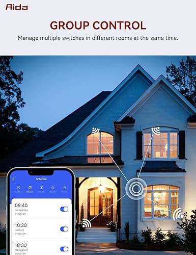 Miniatura 6 de AIDA Interruptor de luz inteligente, interruptor inteligente WiFi de 3 vías, compatible con Alexa y Google Home, requiere cable neutro, interruptor