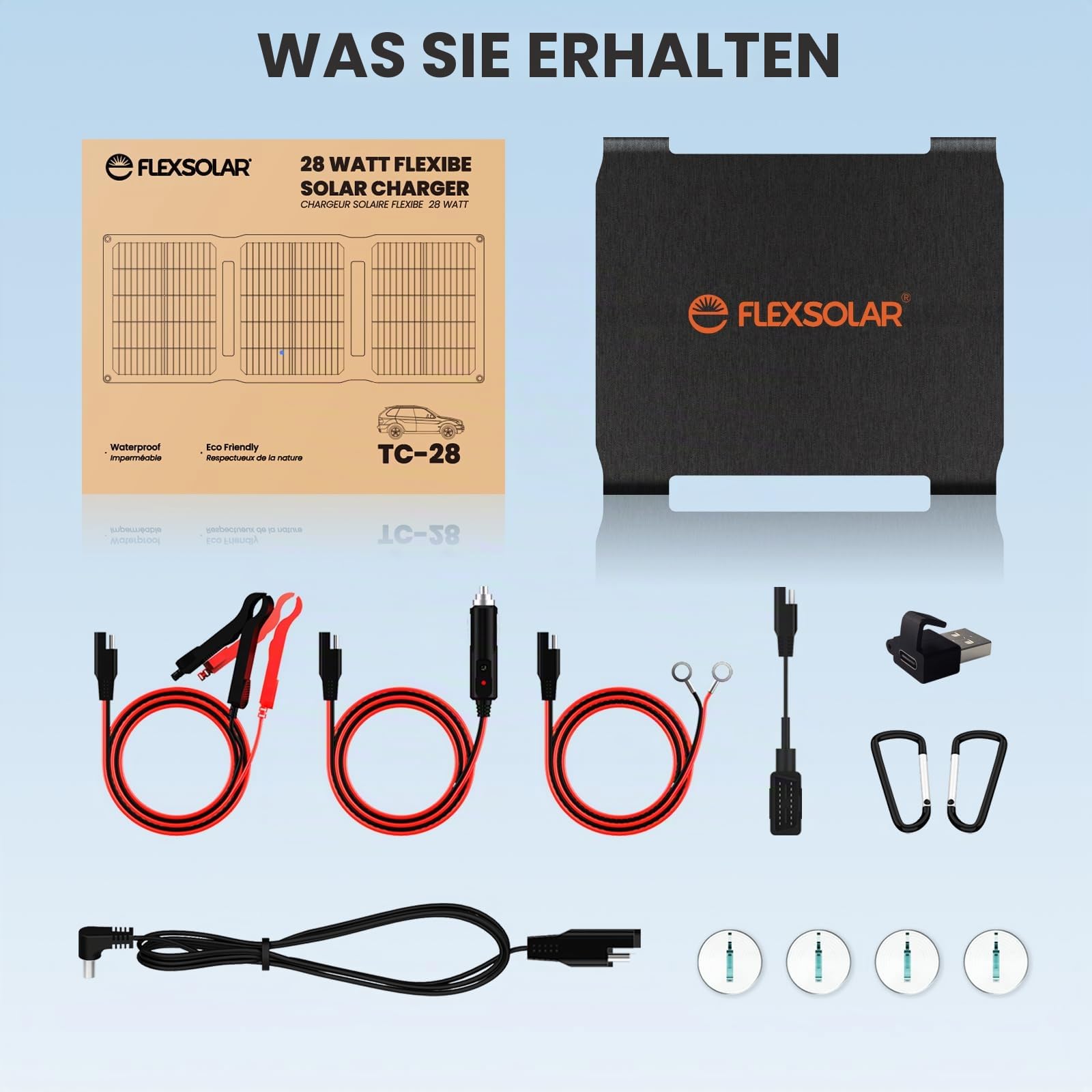Flexsolar 28W SolarPanel,12V Solar Autobatterie Ladegerät Solarmodul