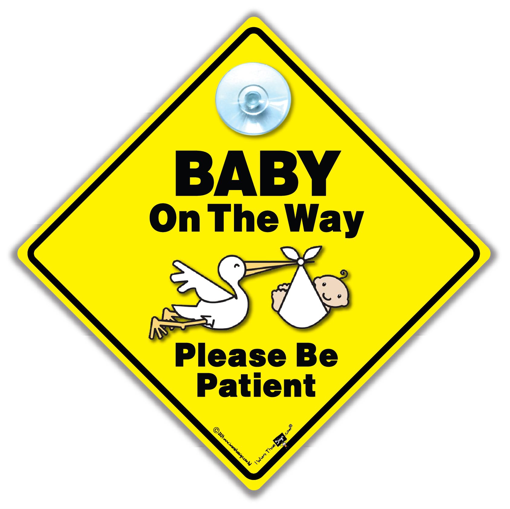 Baby On The Way Please Be Patient Car Sign, Baby On Board Sign, Yellow