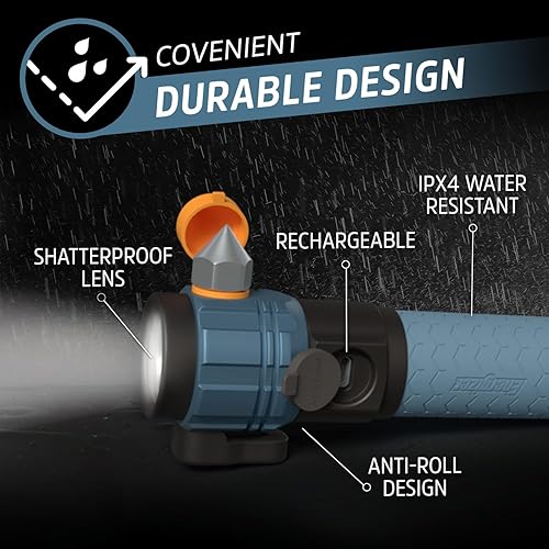 Miniatura 5 de Energizer A-500 Linterna recargable, cortador de cinturón de seguridad automático y rompevidores, IPX4 resistente al agua, batería y cable USB