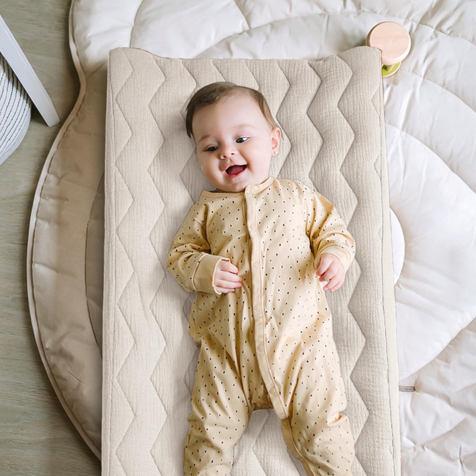 lulumoon Musselin-Wickelauflagenbezug: Baby-Baumwoll-Stepp-Wickeltischbezug – weiche Wickelunterlage für Jungen und Mädchen