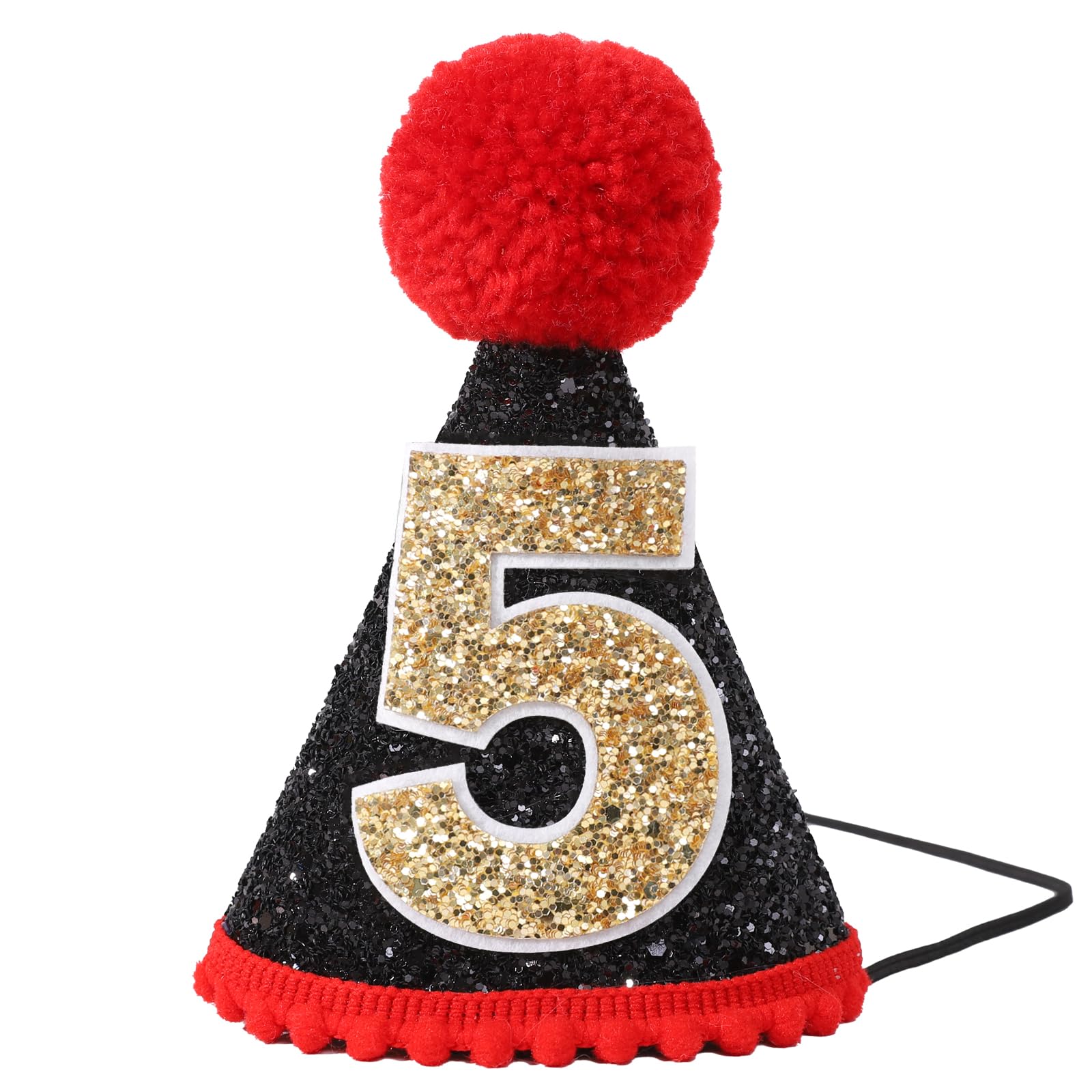 YOUAME 5th Birthday Party Outfit - Boys Gold Glitter Crown, Hat and Smash Cake Photo Props