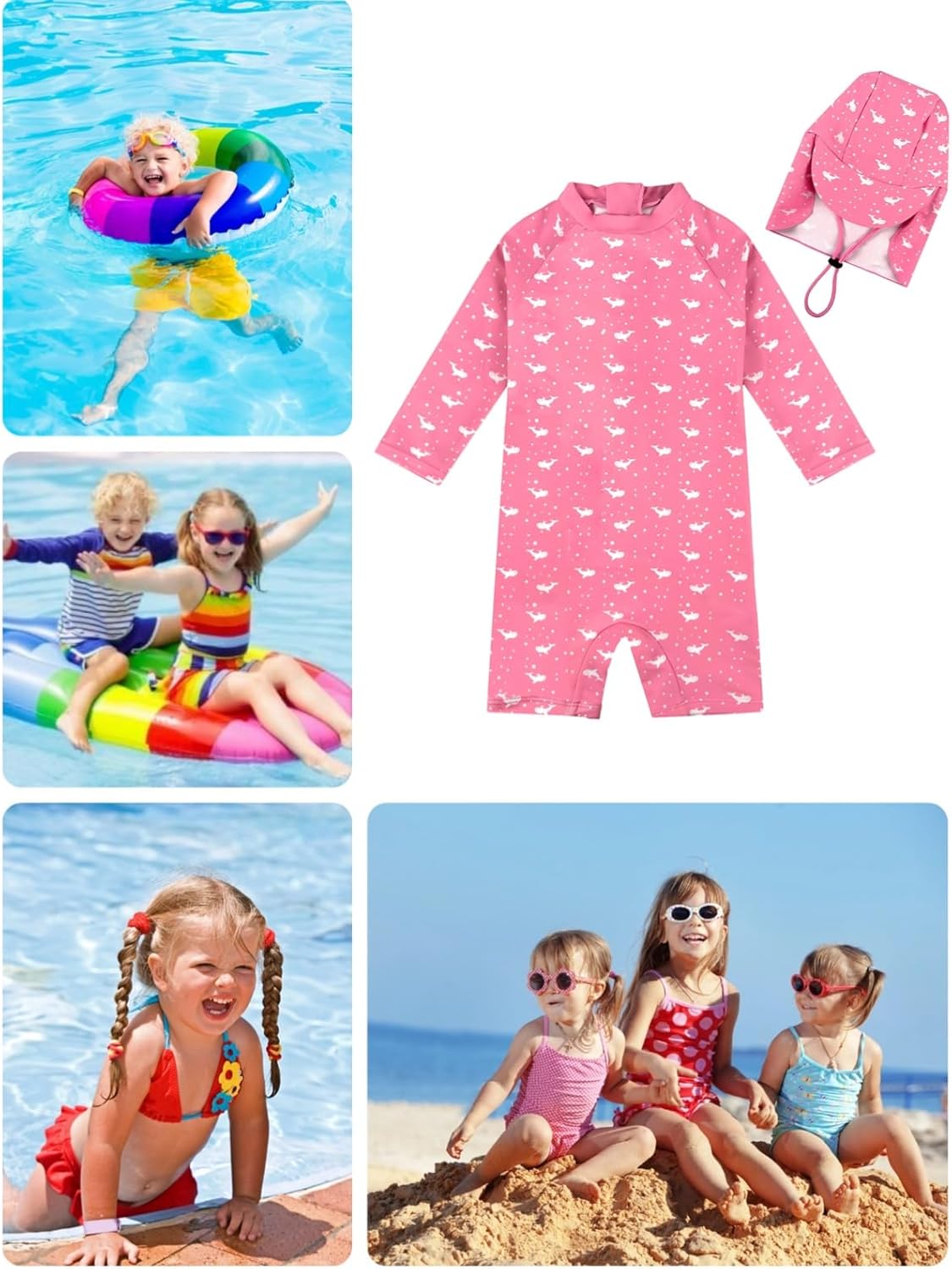 weVSwe Baby Swimsuit UPF 50+ Sun Protection Long Sleeve Toddler Bathing Suit Boy Girls with Adjustable Sun Hat 0-3 Years - Image 7
