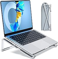 MOKURU Foldable Aluminum Laptop Stand for Desk - Ergonomic Portable Riser for MacBook Pro/Air, Dell, HP, Lenovo 11-15.6" Silver